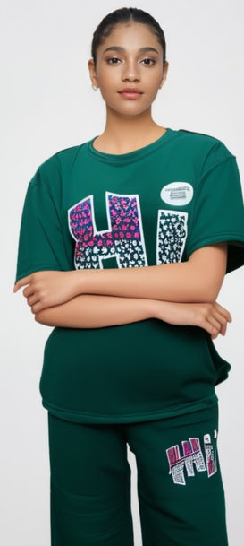 Women Casual Printed Short Sleeve Top and Pant Two-Piece Set 4