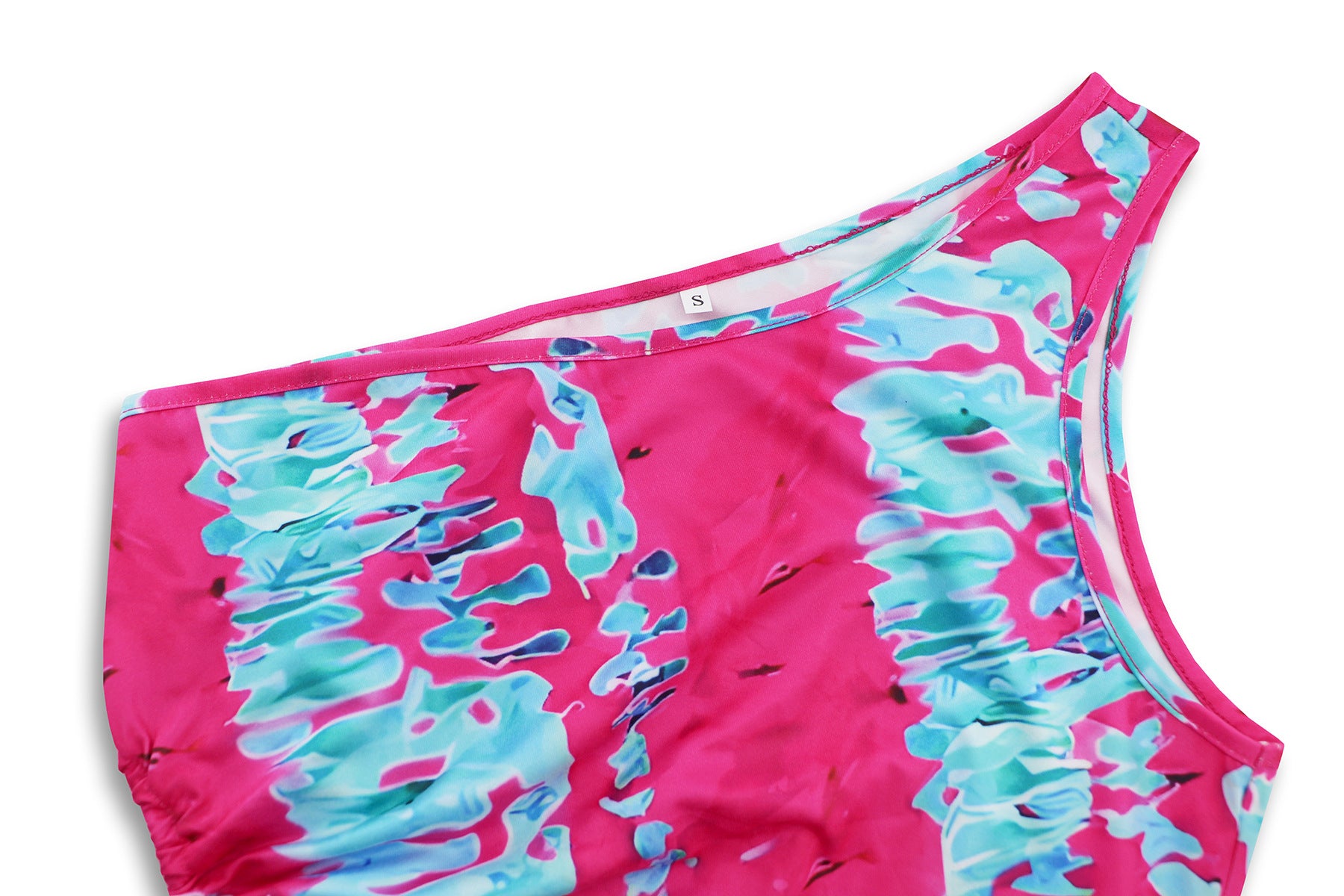 Women Sexy One Shoulder Slash Shoulder Tie Dye Print Dress 22