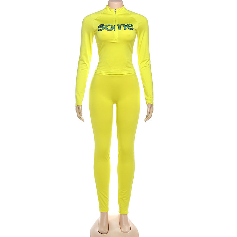 Women Fall Casual Printed Long-Sleeved Top and Pants Two-Piece Set 9