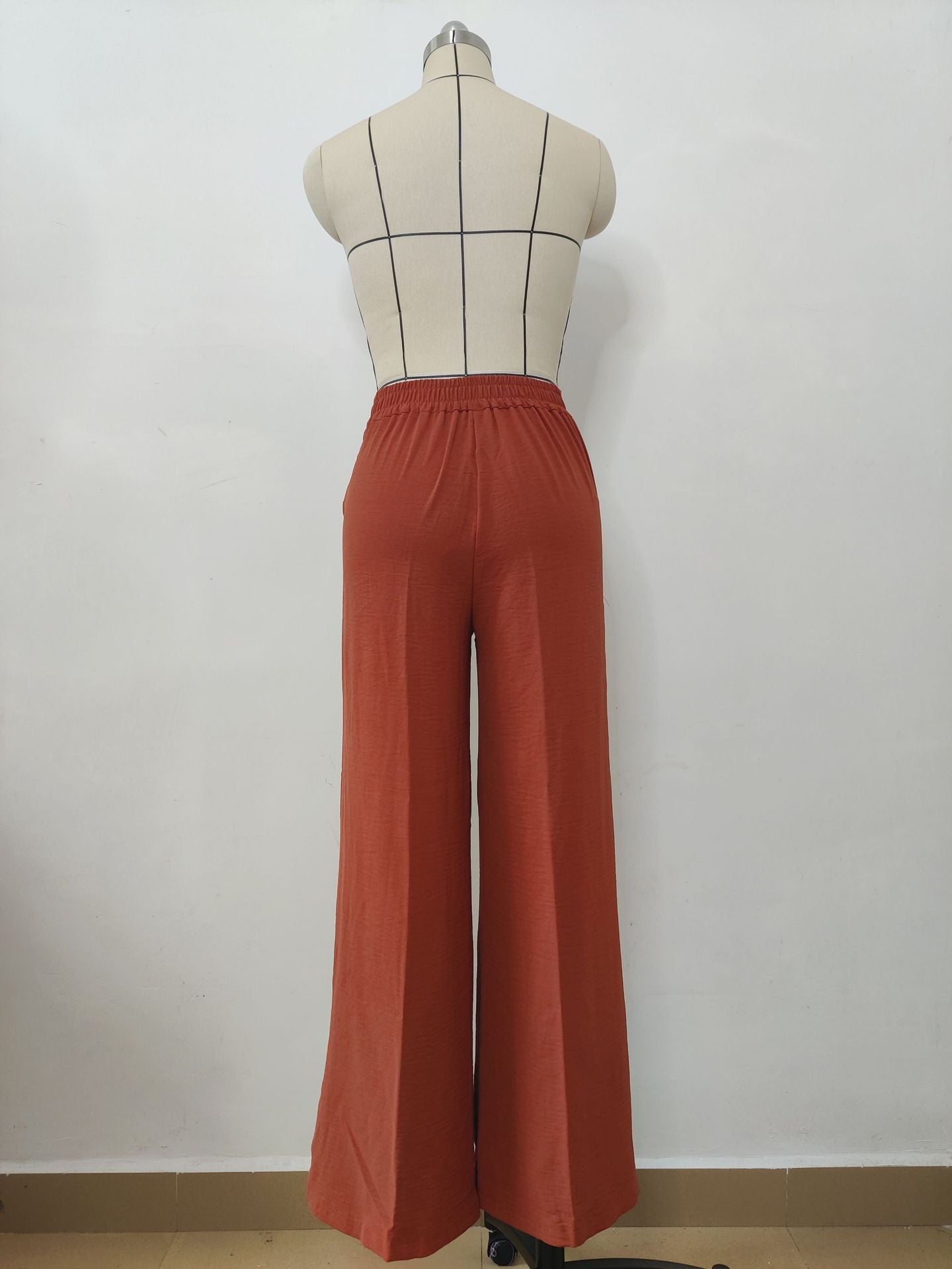 Women Casual Thin Solid Loose Pleated Wide Leg Pants 16