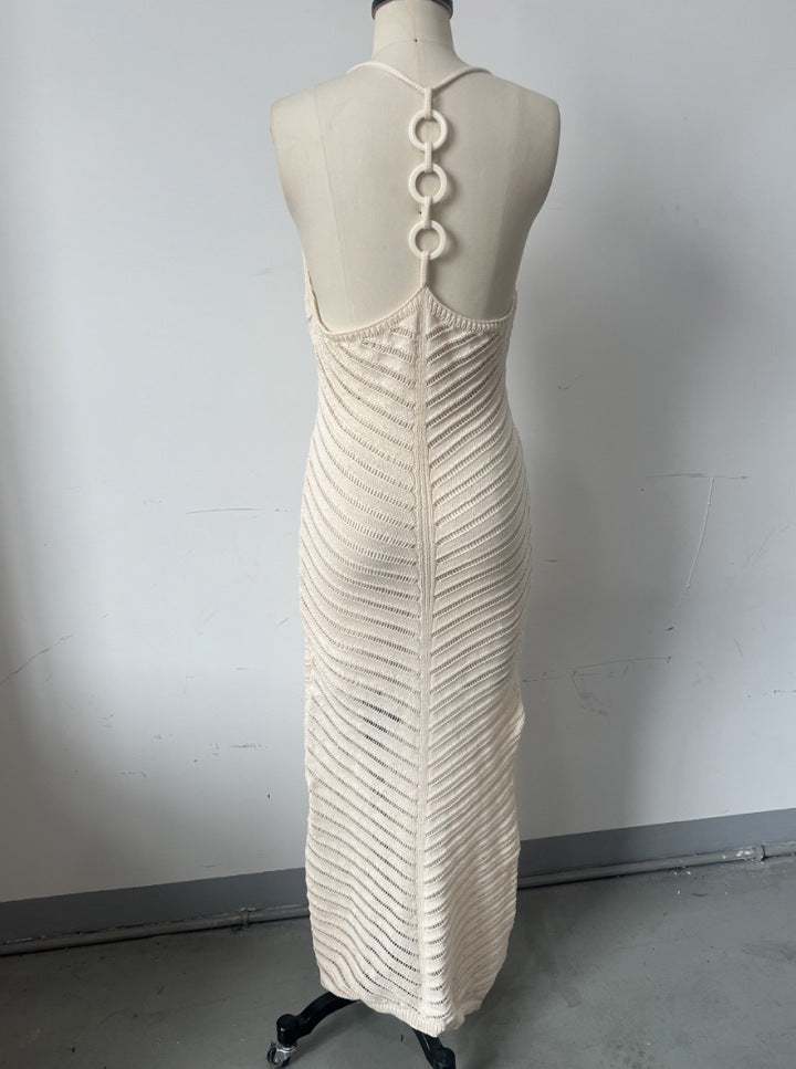 Women's Summer Knit Halter Slim Long Dress 8