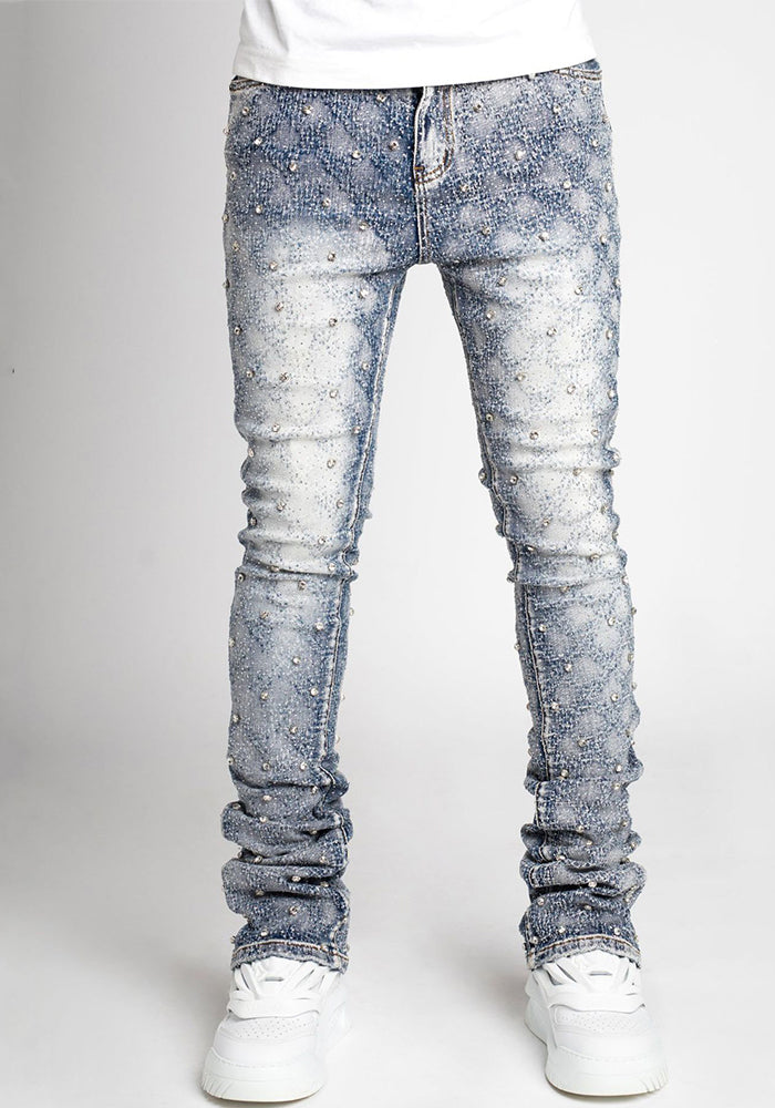 Men's Fashion Style Straight Denim Pants Fashionable Stretch Pearl Men's Jeans