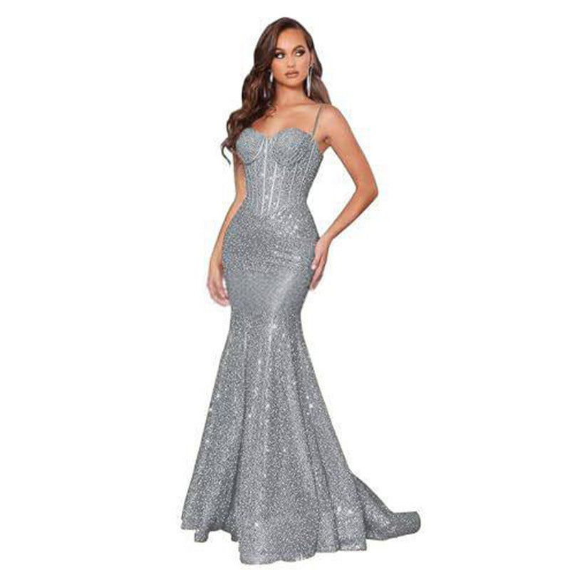 Women Solid Strapless Formal Party Fishtail Evening Dress（Processing time need 3-6 days） 8
