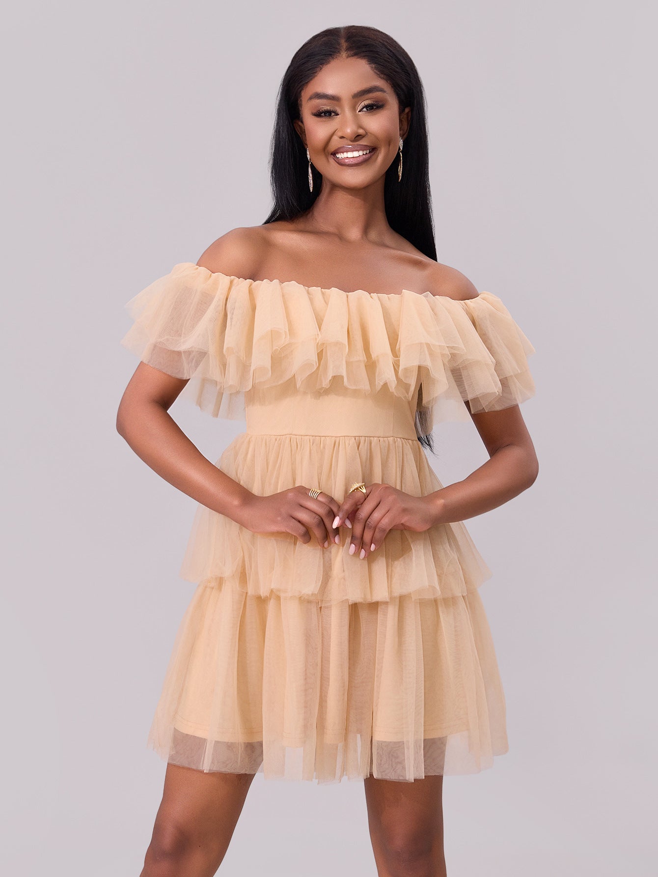 Women Spring Summer Off-shoulder Sexy Mesh Party Off Shoulder Mini Dress