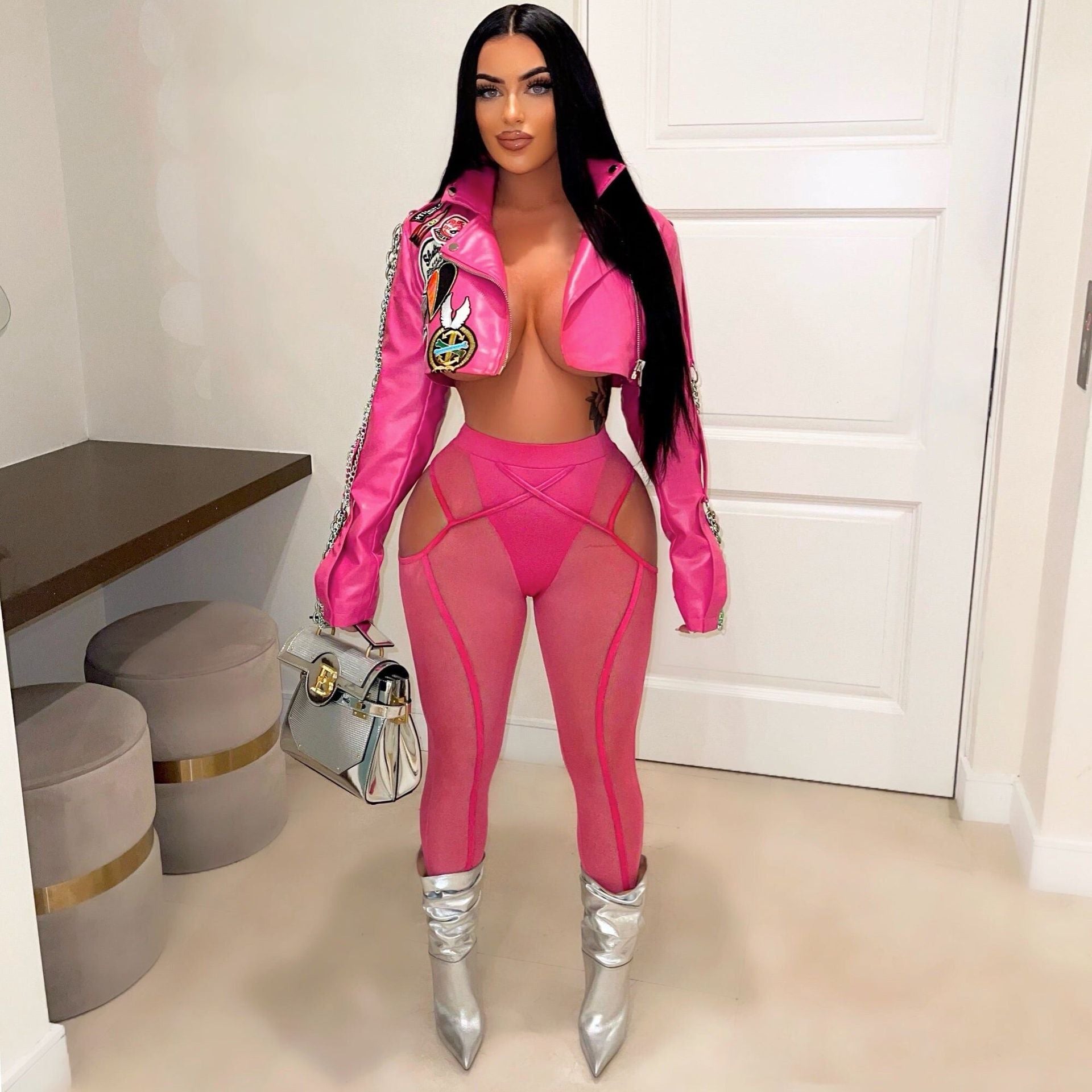 Autumn Winter High Street Trend Short Pu Leather Jacket 3