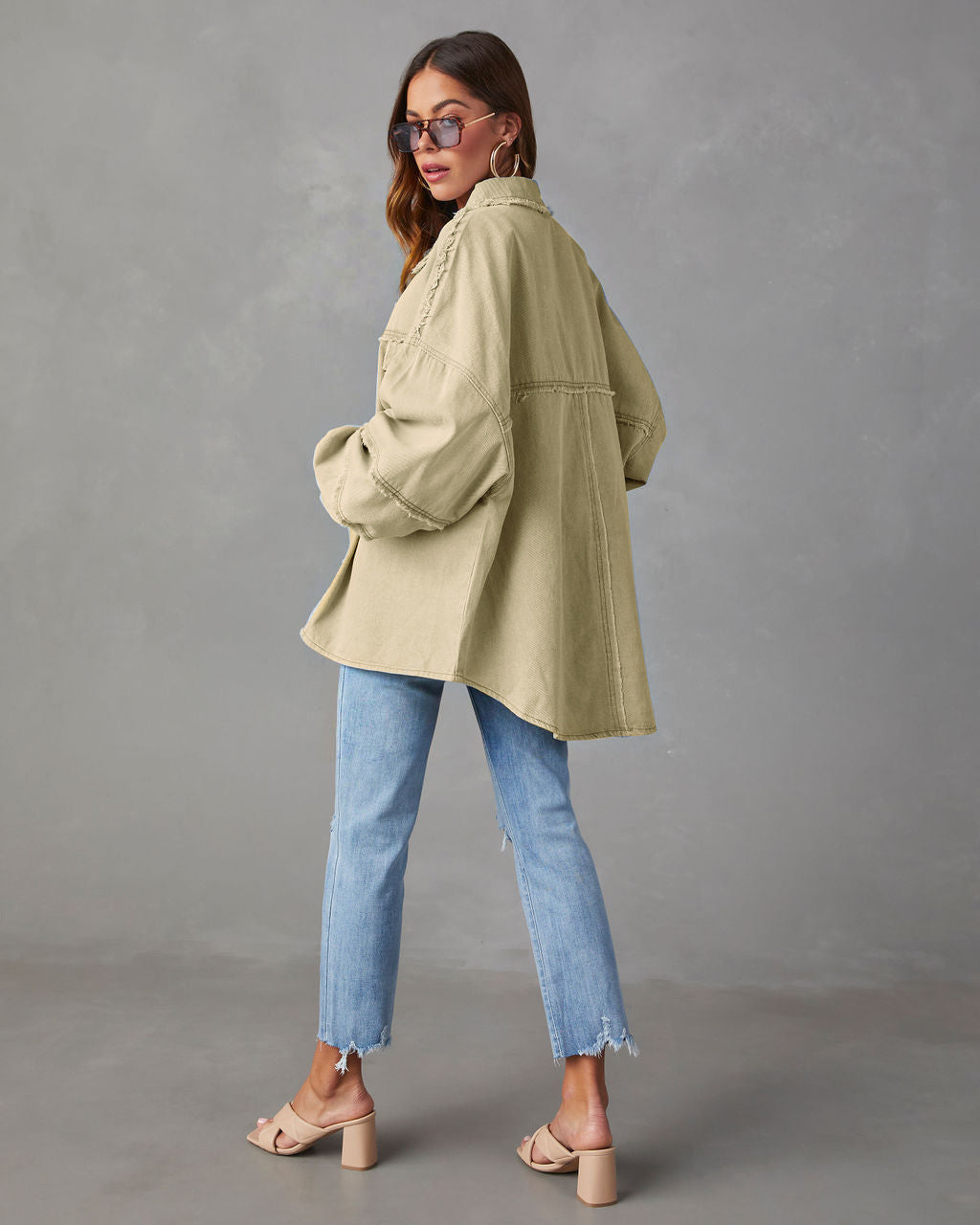 Women Casual Fall Washed Solid Denim Jacket 17