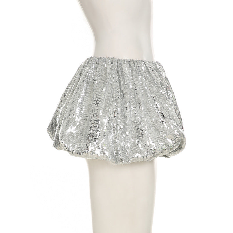 Women Sexy Sequined Bubble Skirt 12