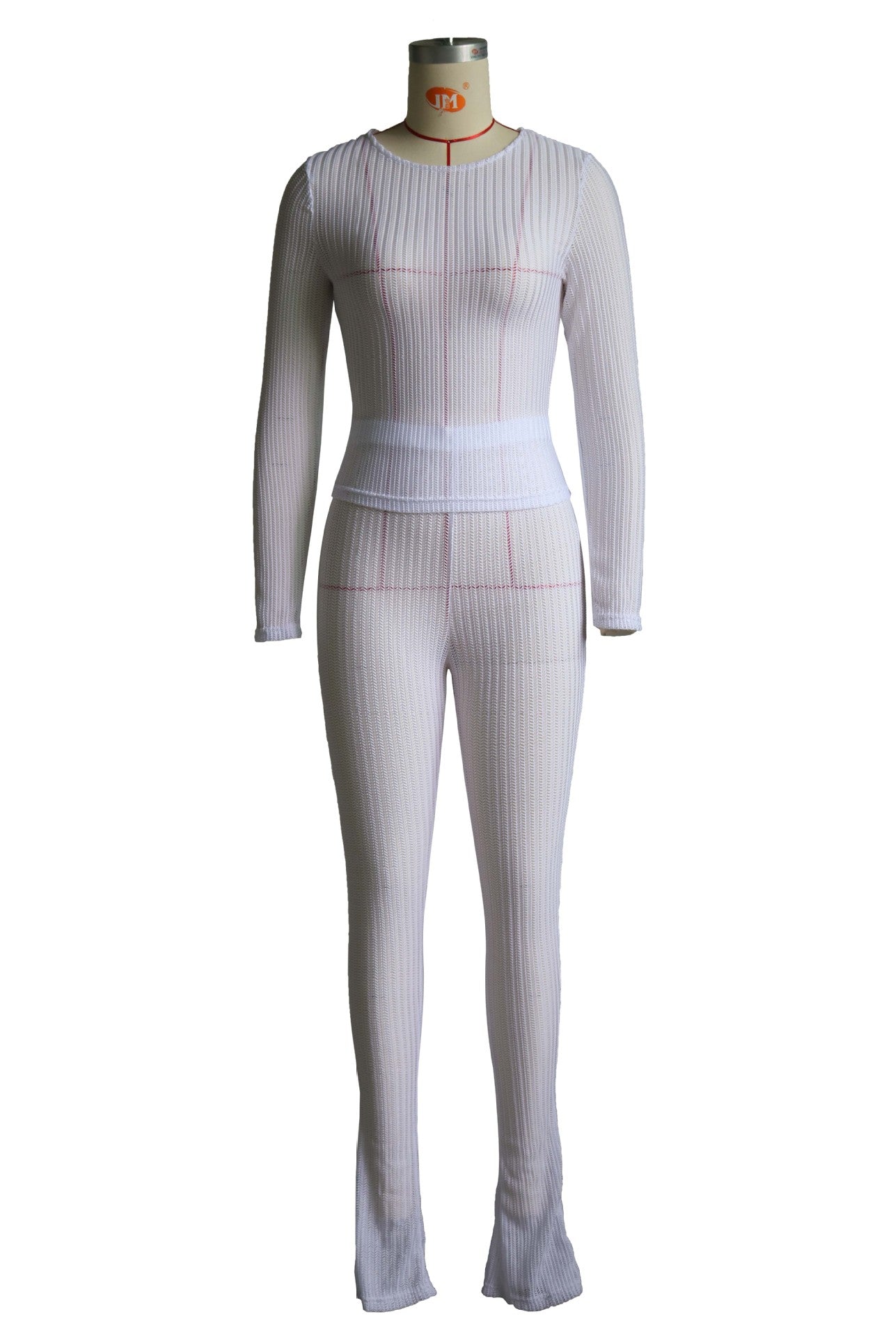 Women's Fashion Casual Sexy Hollow Round Neck Two-Piece Pants Set 12