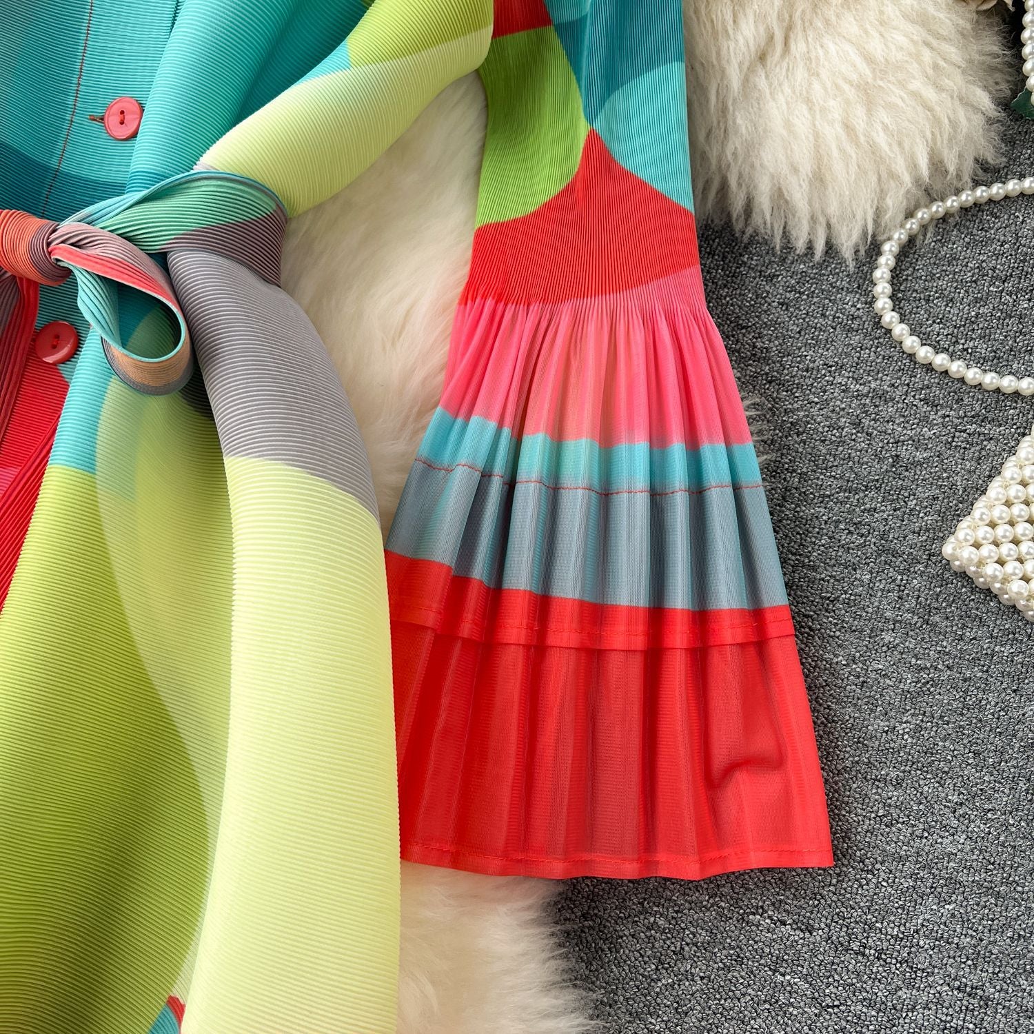 Print Women Summer Loose Slim Fit Casual Pleated Dress 14