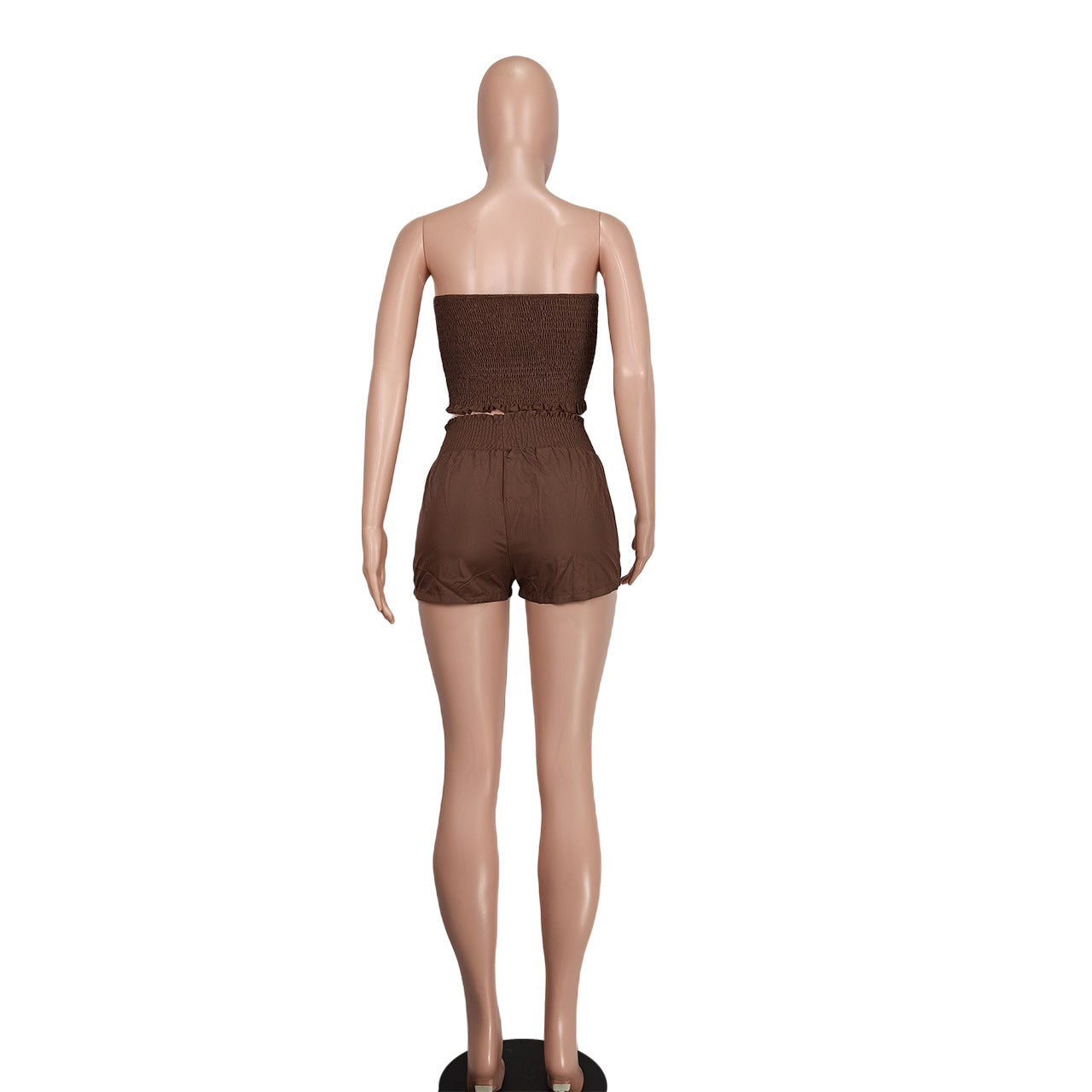 Women Sexy Off Shoulder Drawstring Crop Top and Shorts Two-Piece Set 18