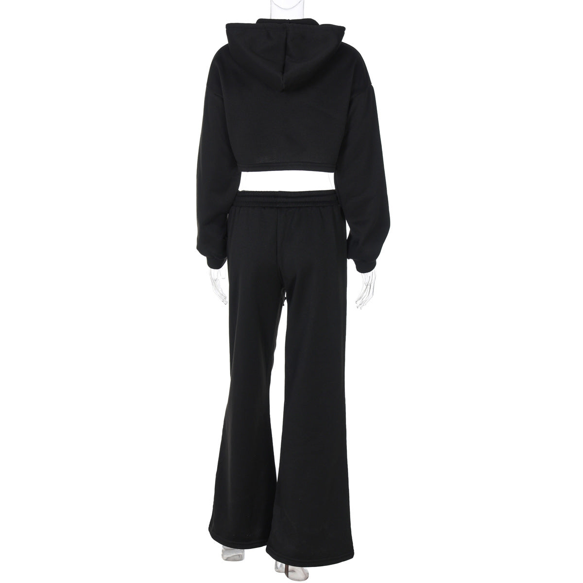 Women's Autumn Winter Fashion Zipper Hooded Crop Top Slim Casual Pants Two-Piece Set 11