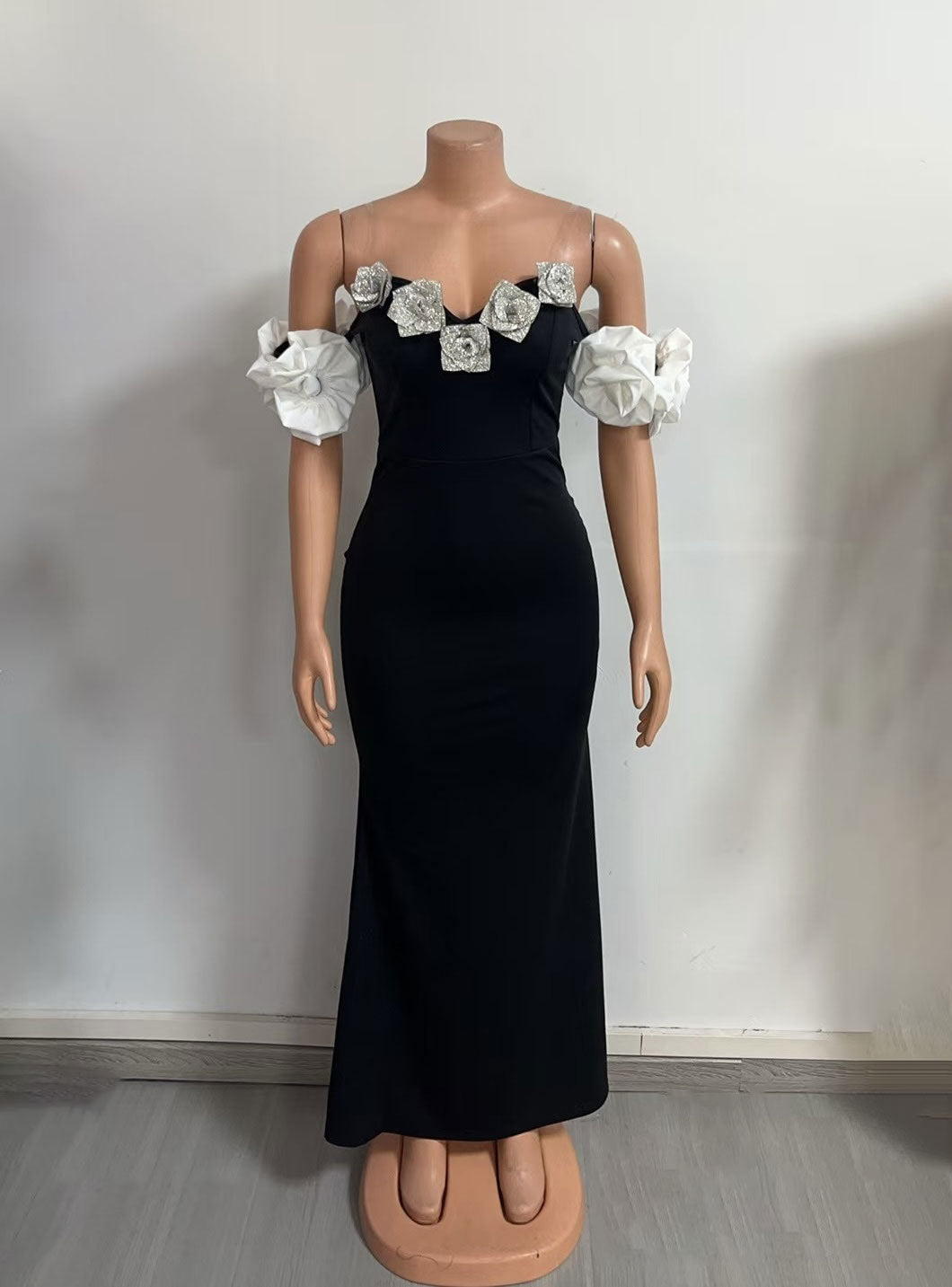 Women Strapless flower sleeveless off-shoulder maxi dress 7