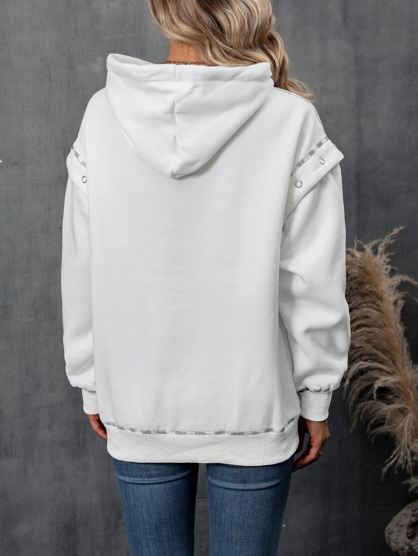 Autumn and winter Women raglan sleeve drawstring long-sleeved Hoodies 5