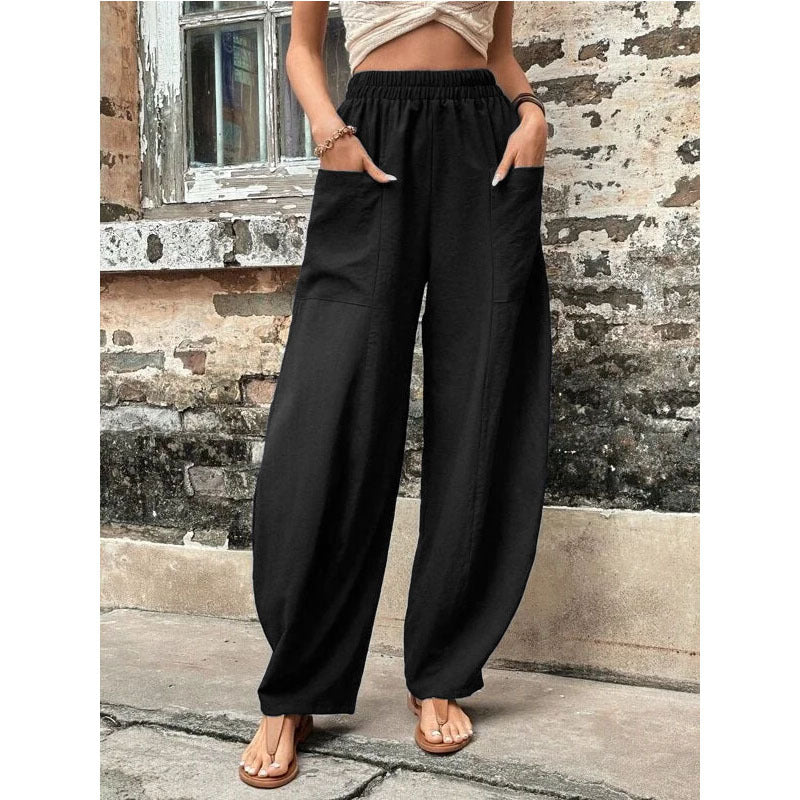 Women's Pants Solid Color Casual Elastic Trousers 15