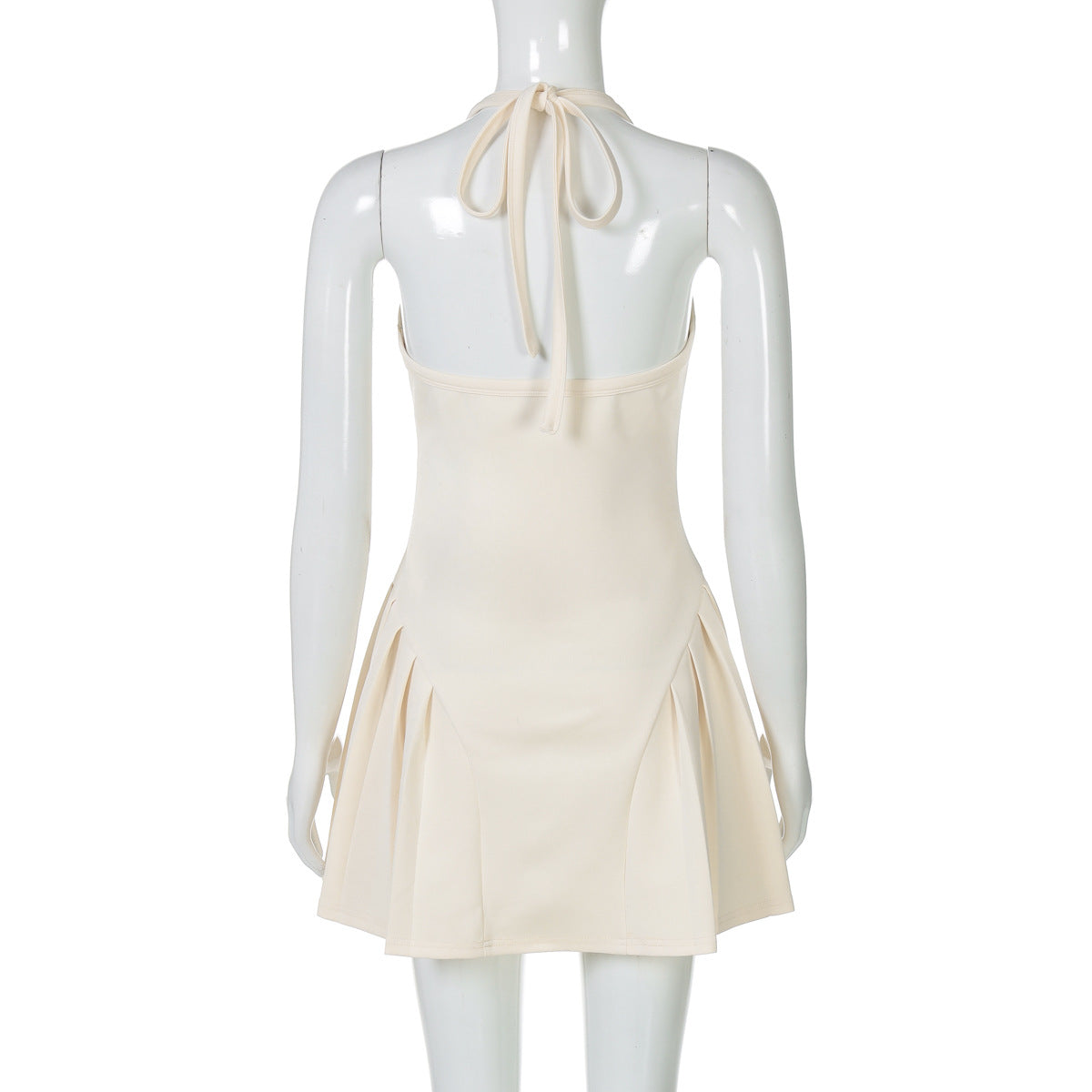 Summer Deep V-Neck Halter Neck Low Back Sexy Slim Waist Bodycon Mini Dress 10