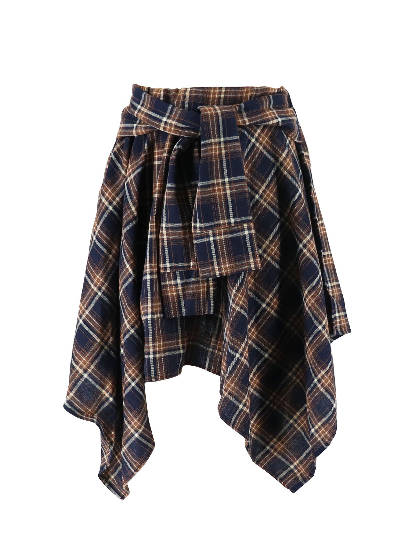 High-Waist Patchwork Asymmetrical Plaid Skirt 6