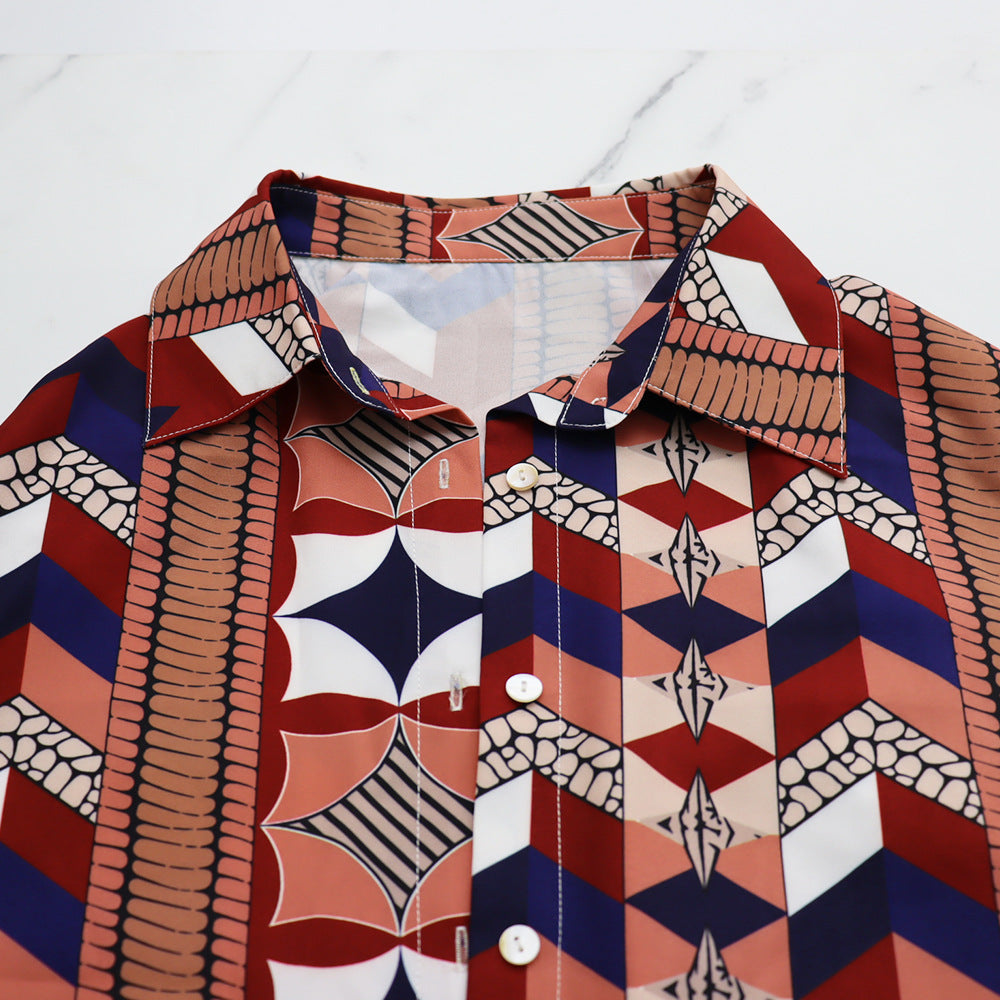 Women Casual printed shirt and skirt two-piece set 12