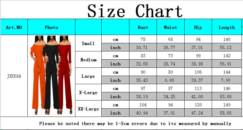 Women Sexy Off Shoulder Ruffle Jumpsuit 11