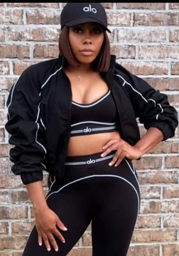 Women's Spring Summer Autumn Fashion Striped Loose Casual Sport Jacket