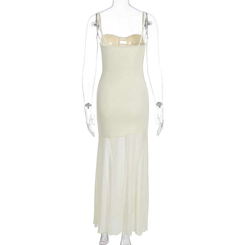 Summer Women's Fashion Sexy V-Neck Low Back Slim Fit Slit Strap Dress 8