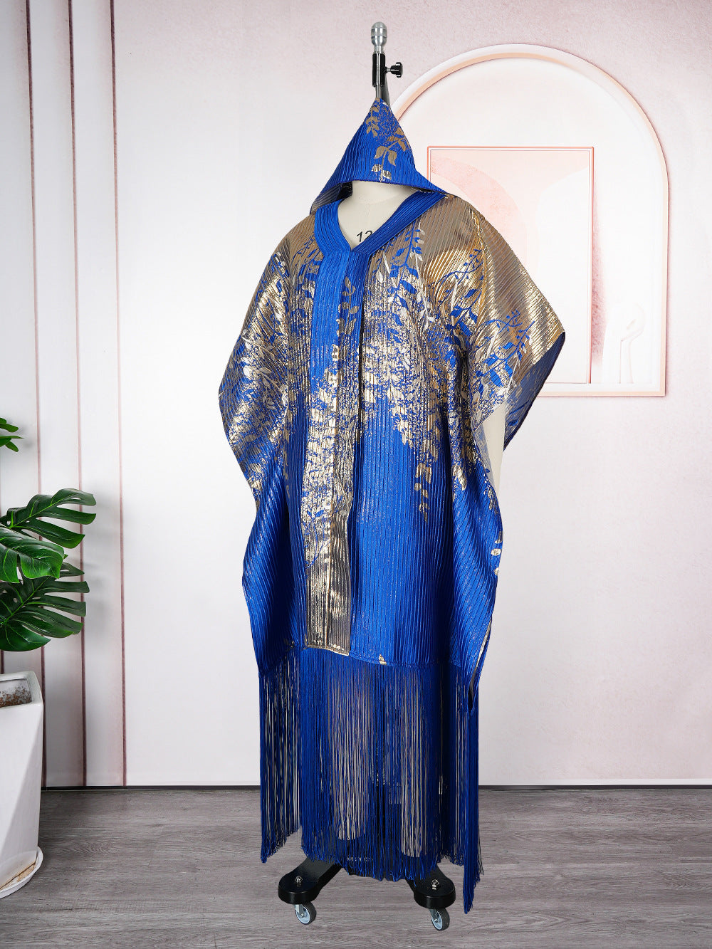 African Shiny Plus Size Kaftan Headscarf Dubai Women's Fringe Dress 8