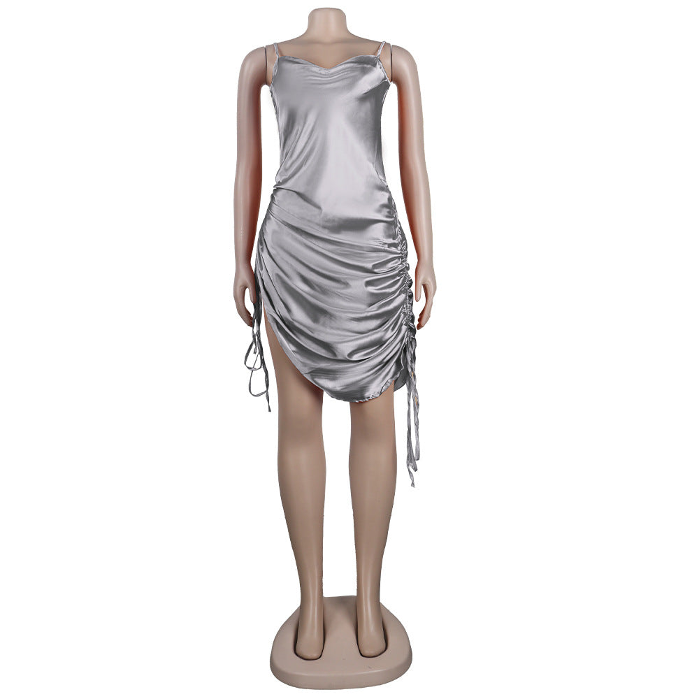 Sexy Strappy Deep V Double Drawstring Design Clubwear Dress 25