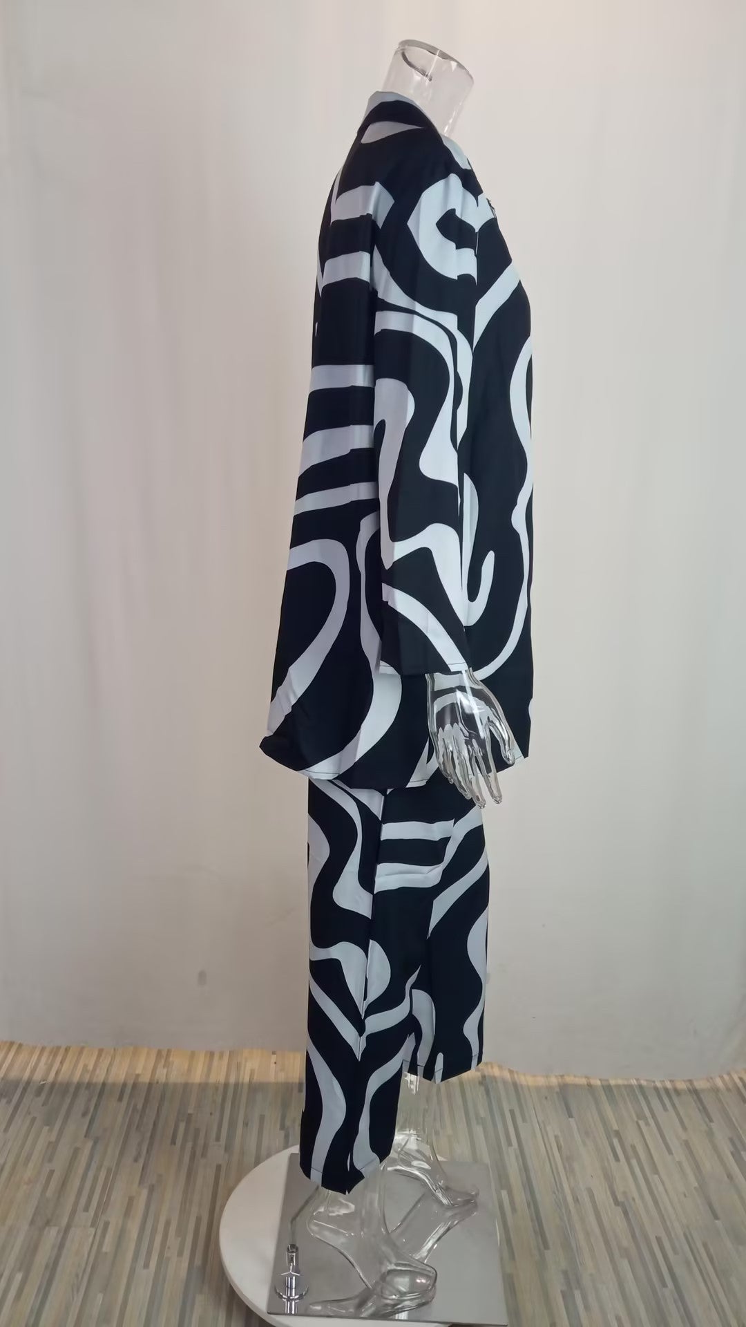 Early Spring Women's Chic Street Print Long Sleeve Fashion Casual Two Piece Pants Set 24