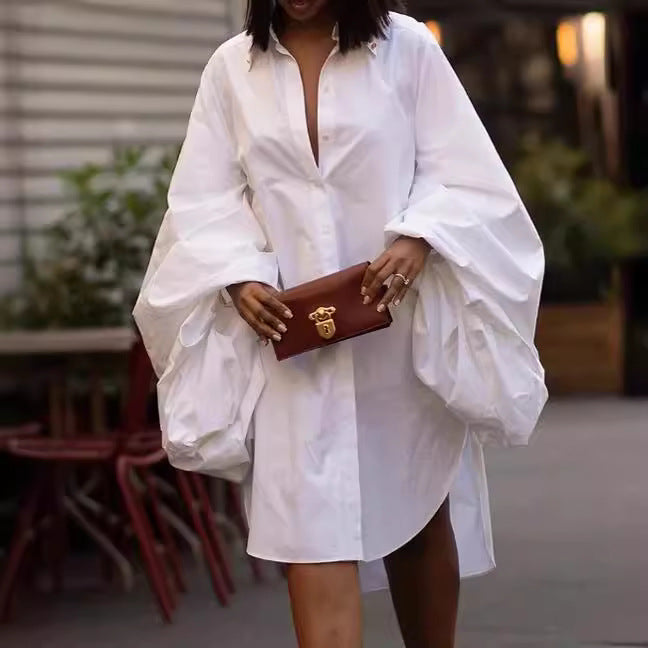 Autumn And Winter Women's Loose Long Sleeve Shirt Dress 7