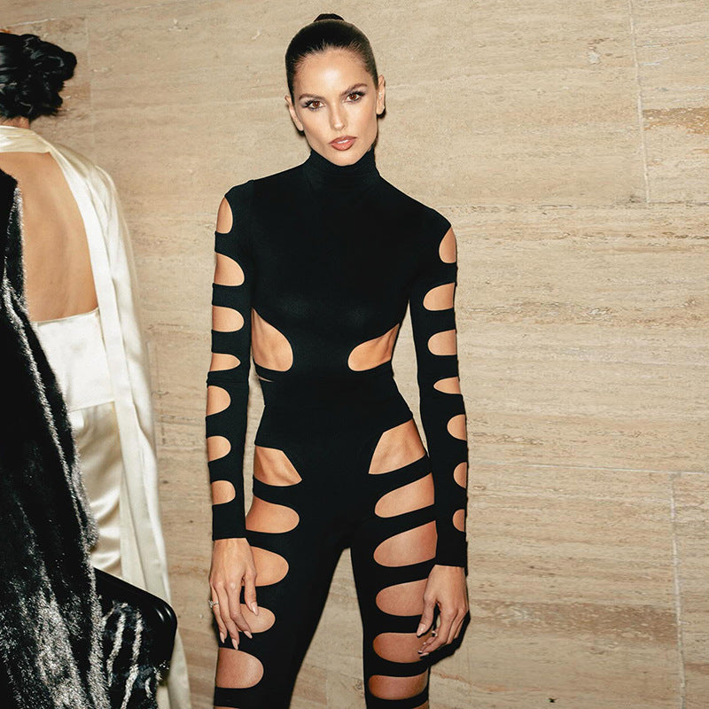 Hollowed Out Sexy Long Sleeve Jumpsuit 4