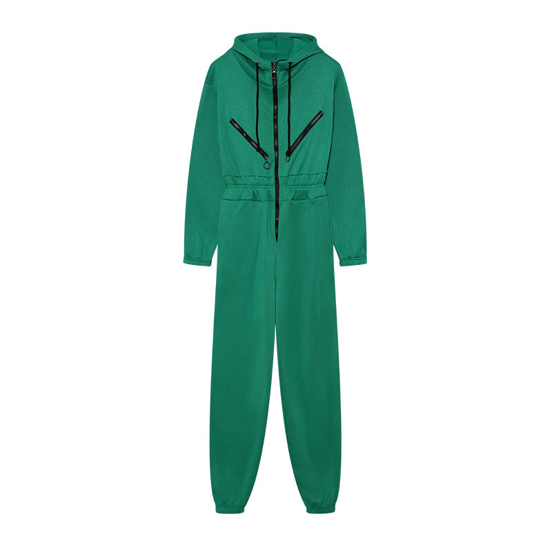Women Casual Zip Hooded Jumpsuit 12