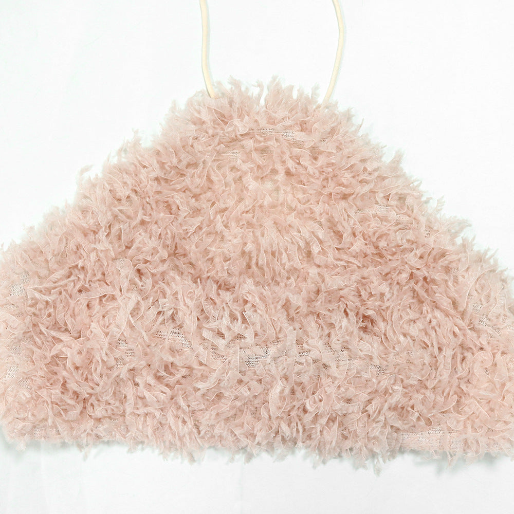 Fashionable Solid Color Halter Crop Top Mini Skirt Two-Piece Set 18