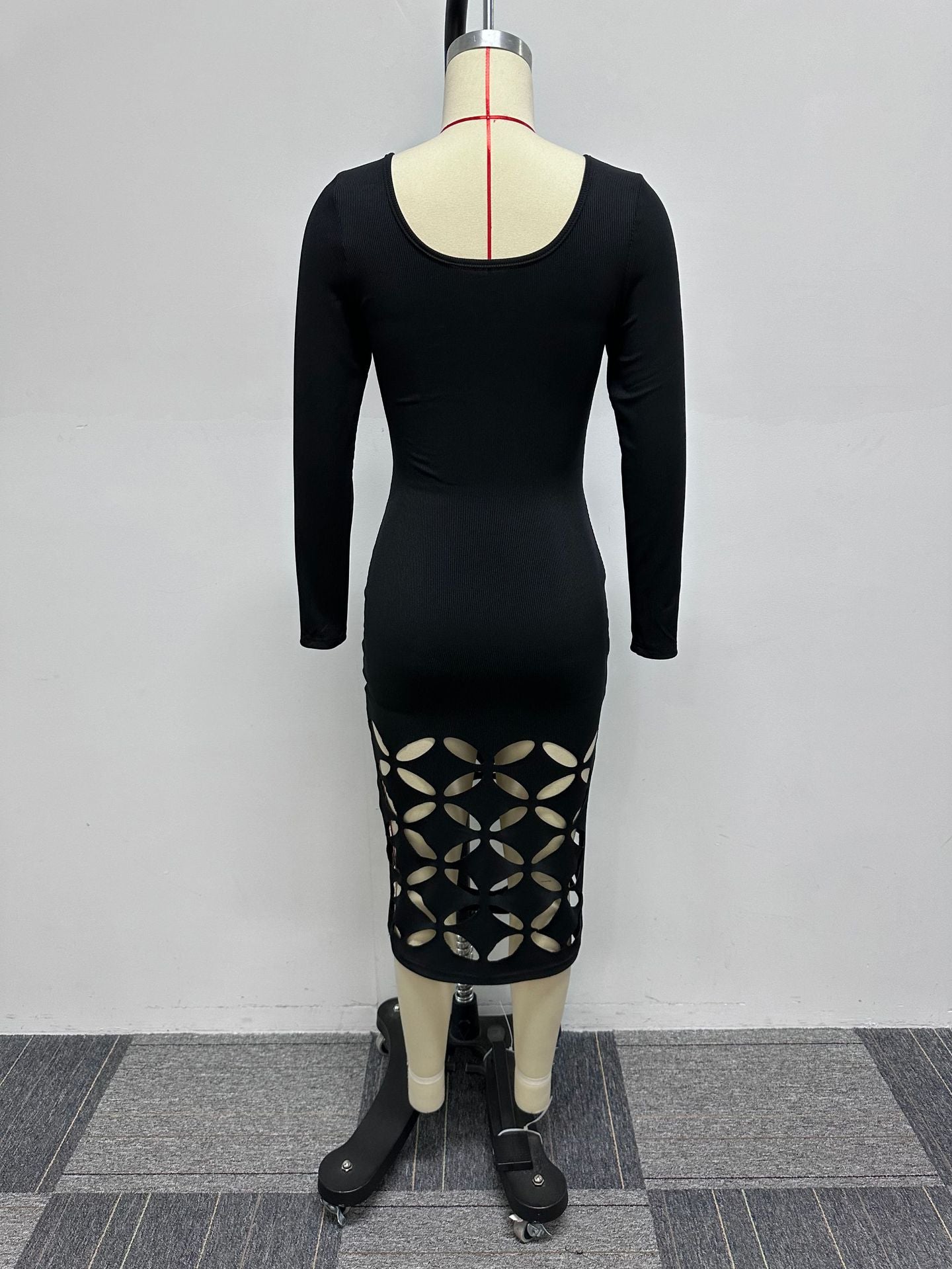 Sexy Stretch Cutout Tight Fitting Long Sleeve Bodycon Dress 15