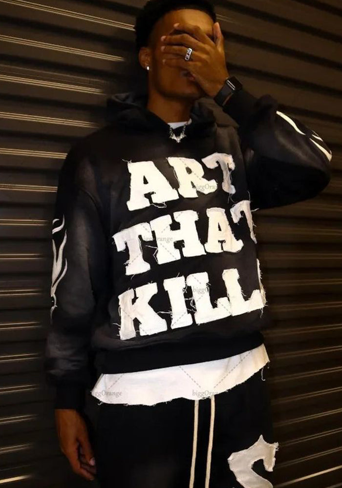 Trendy Embroidery Oversized Hoodie Y2K Street Hip-Hop Tops