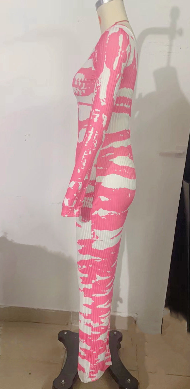 Women Printed Long Sleeve Square Neck Sexy Bodycon Dress 11