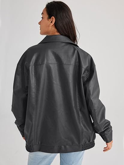 Plus Size Women Autumn PU-Leather Coat 6