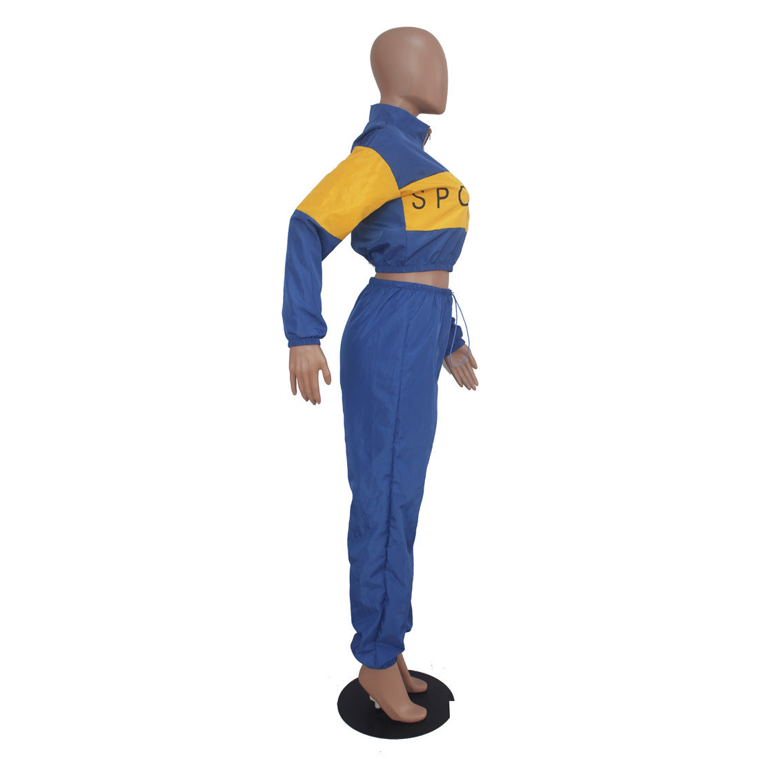 Women's Letter Print Color Block Patchwork Trench Hoodies Pants Set 17