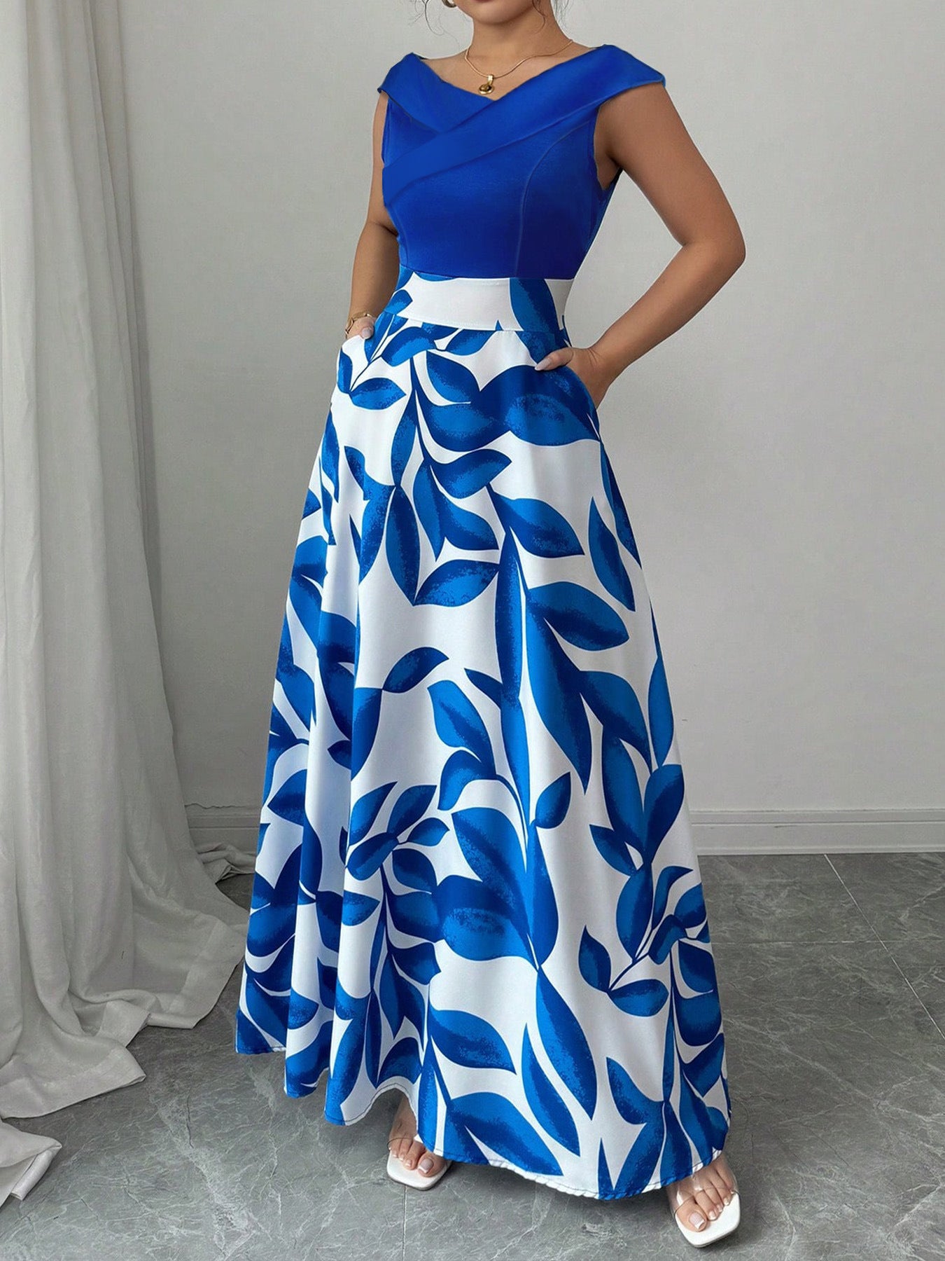 Women Autumn Elegant Contrast Color Dress 4