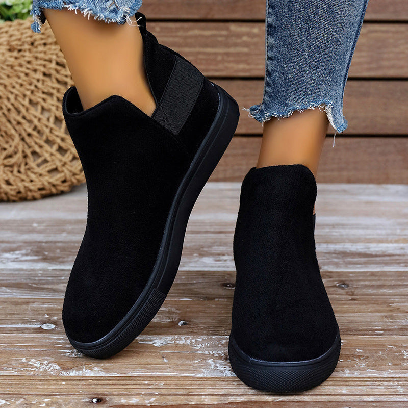 Plus Size Women's Shoes Suede Elastic Slip-On Casual Sneakers Sports Fashion Shoes 9