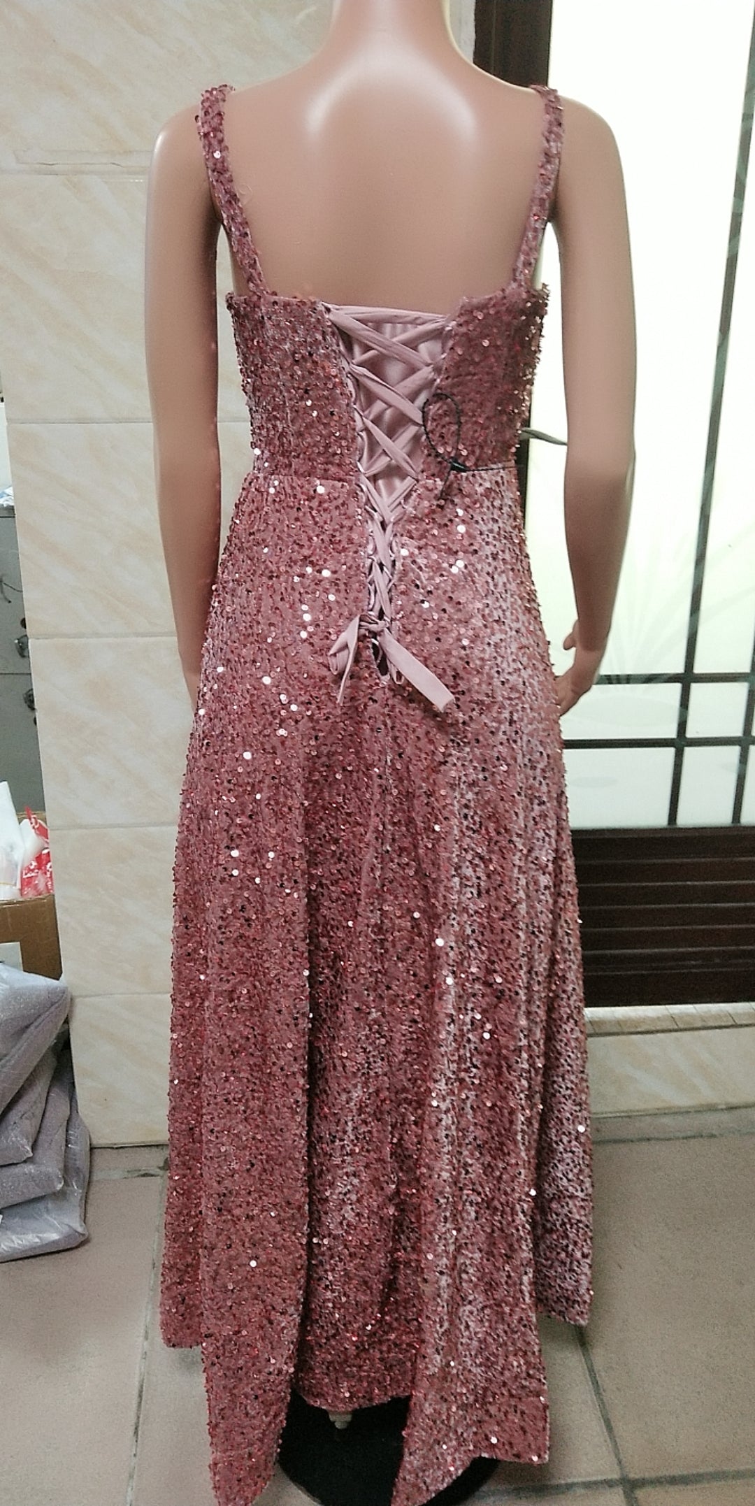 Luxury Sequin Prom Dress Side Slit Glitter Long A Line Formal Party Evening Dress(process time 3-7days) 48