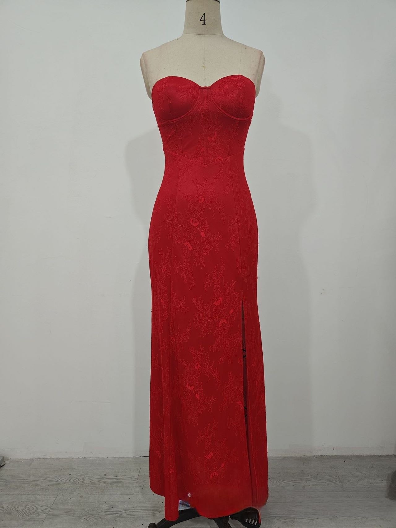 Summer Chic Strapless  Low Back High Slit Evening Dress 4