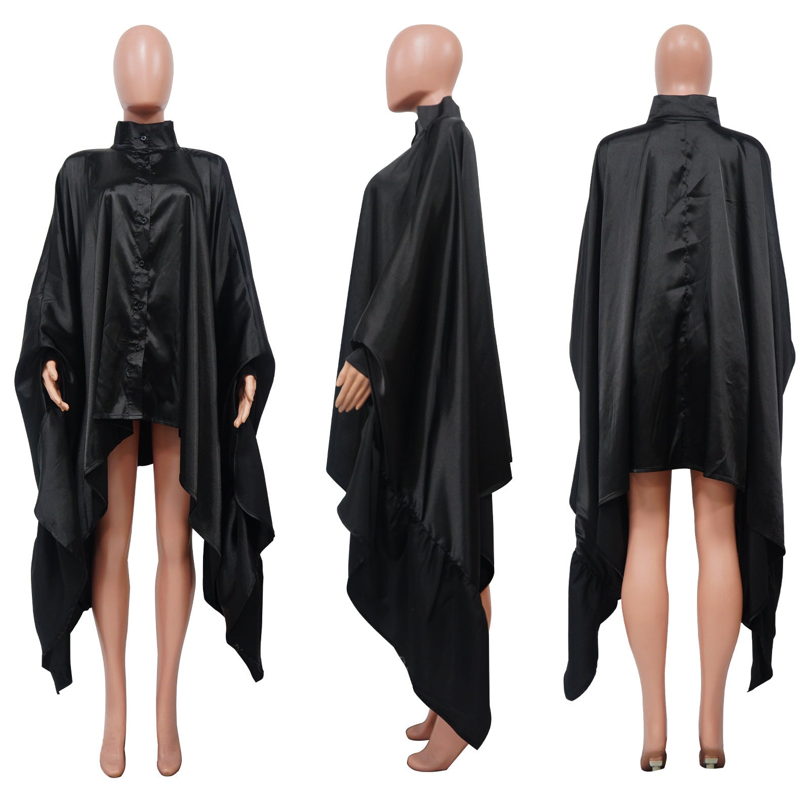 Women 's Autumn Pleated Long Solid Color Shawl Shirt 15