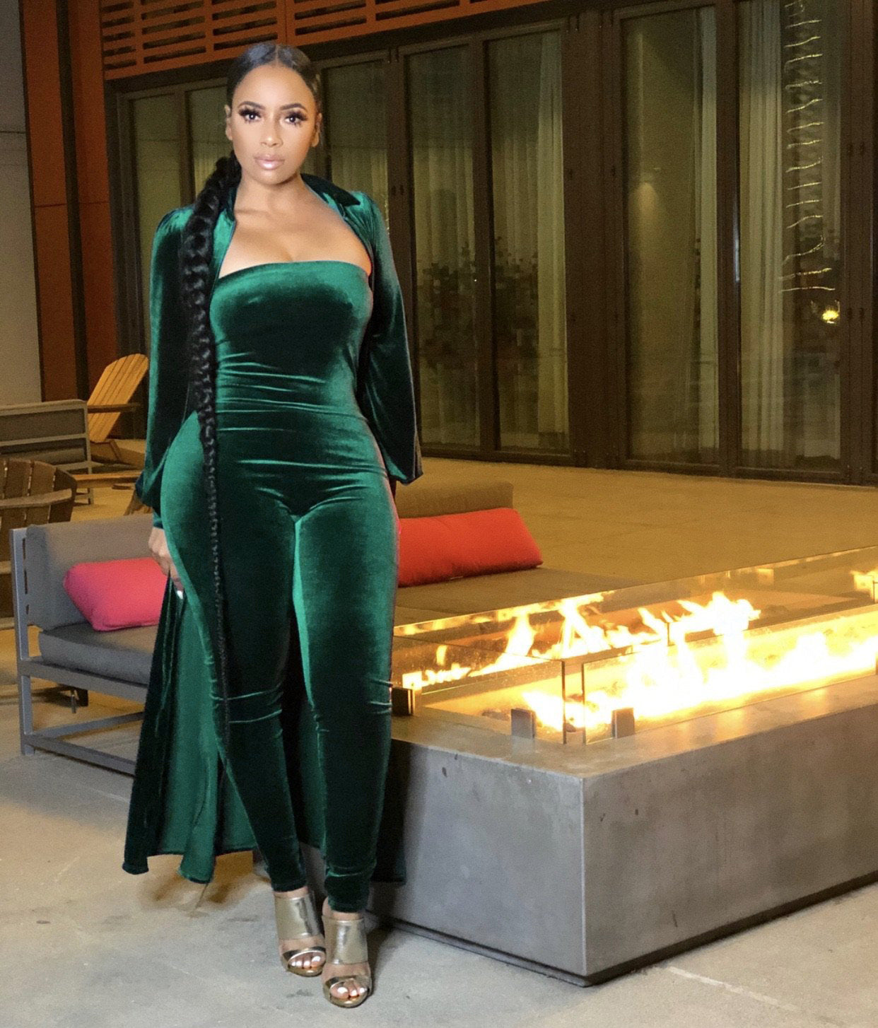 Sexy Velvet Strapless Women Jumpsuit Jacket Two Piece Set 14