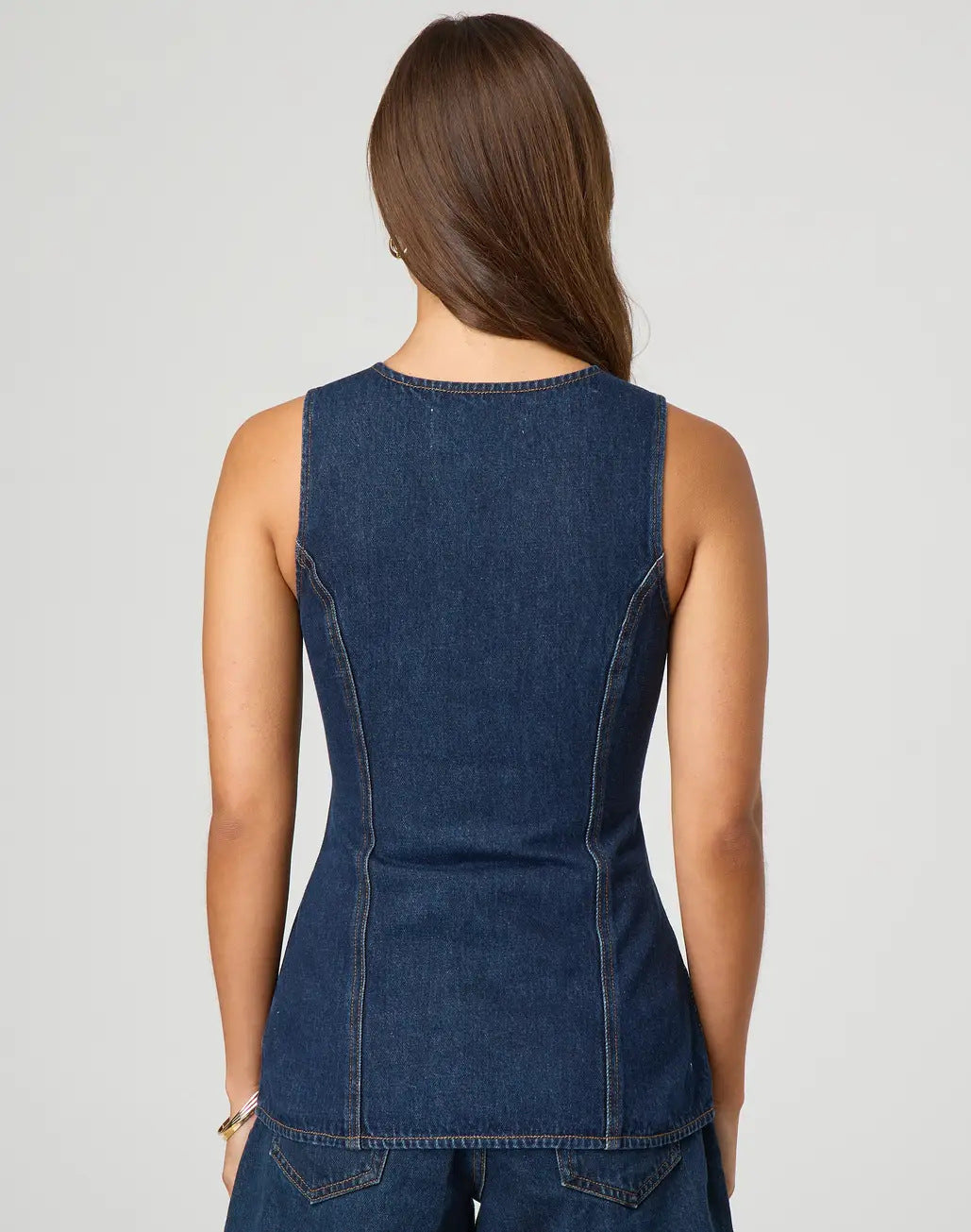 Spring Summer fashion sleeveless Slim Waist high waist loose Denim Shorts set 11