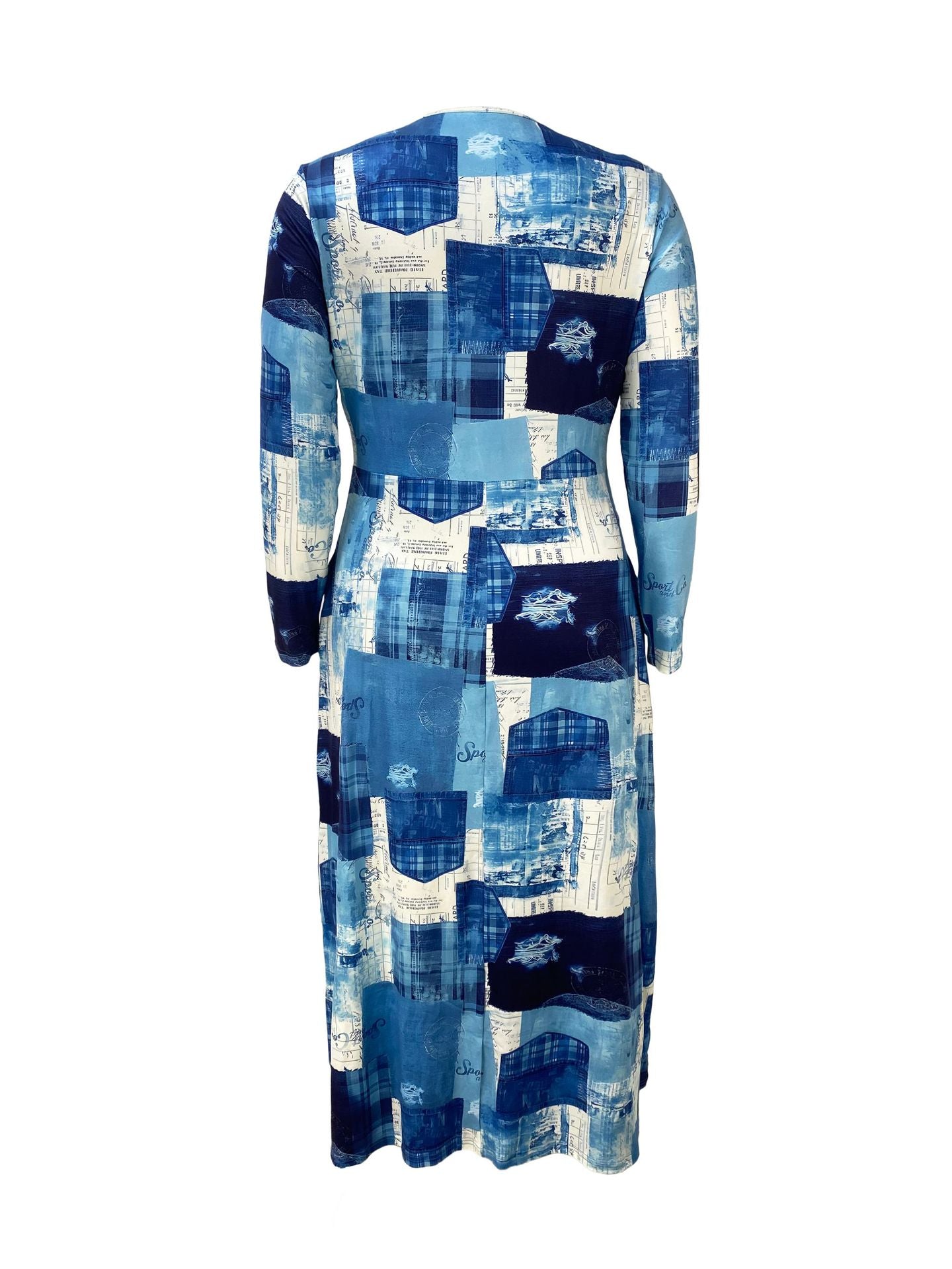 Plus Size Women Printed V-Neck Dress 10