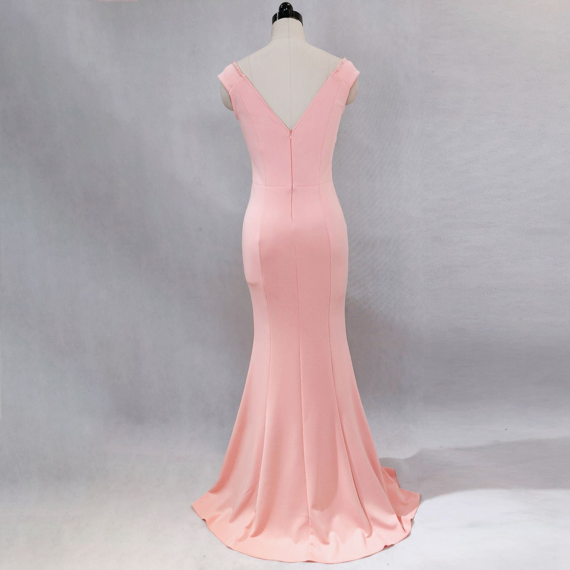 Women Elegant V Neck Slim Formal Party Maxi Mermaid Evening Dress 16