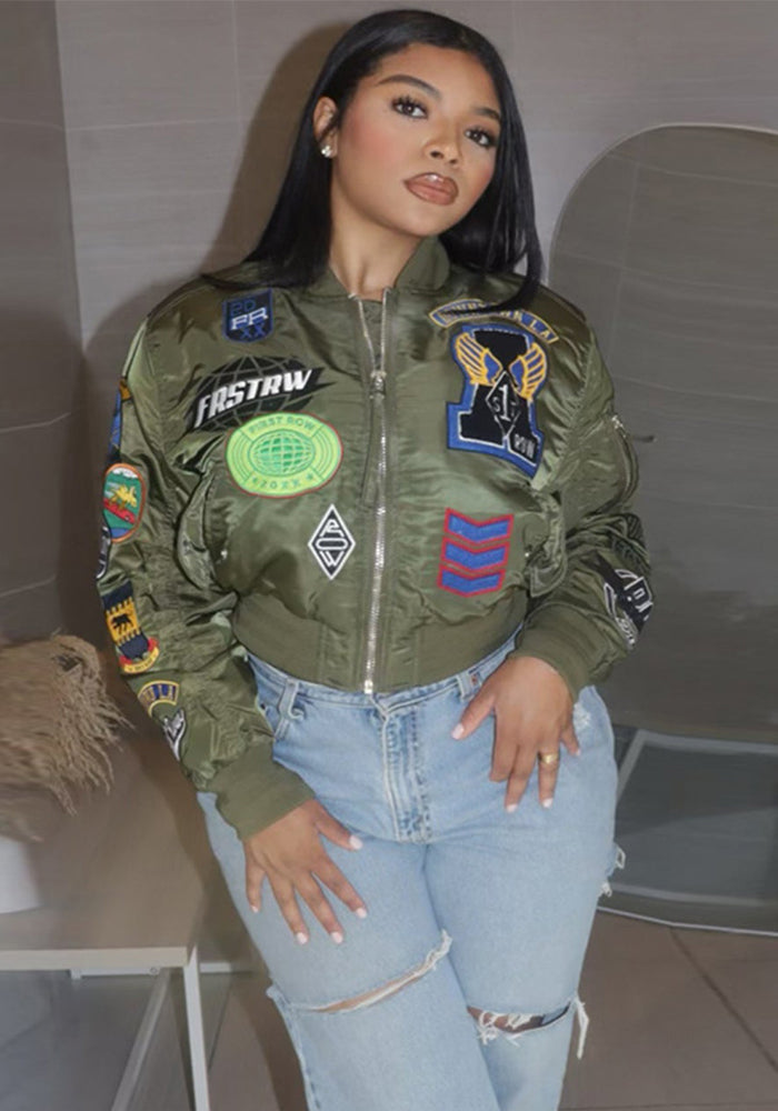 Embroidered Casual Bomber Jacket