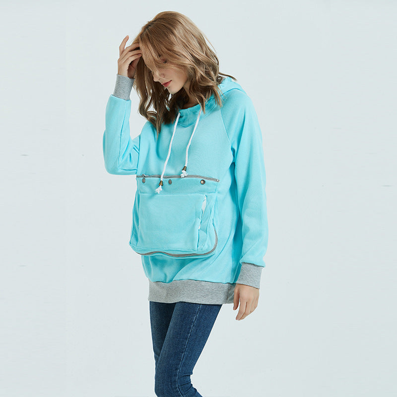 Women Pocket Pet Casual Plush Hoodies Jacket 14