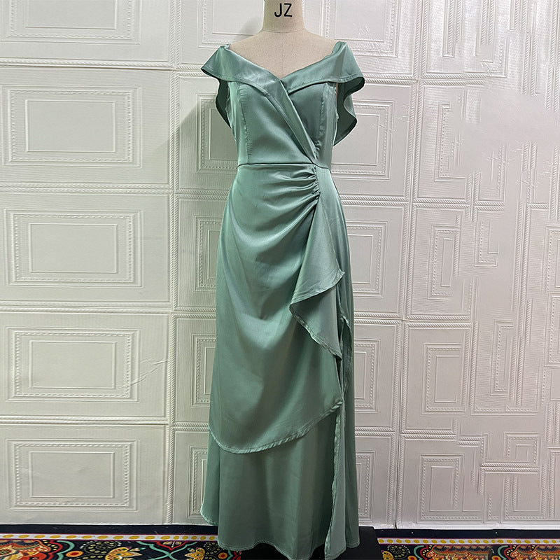 Women Halter Neck Backless Slit Maxi Dress 19