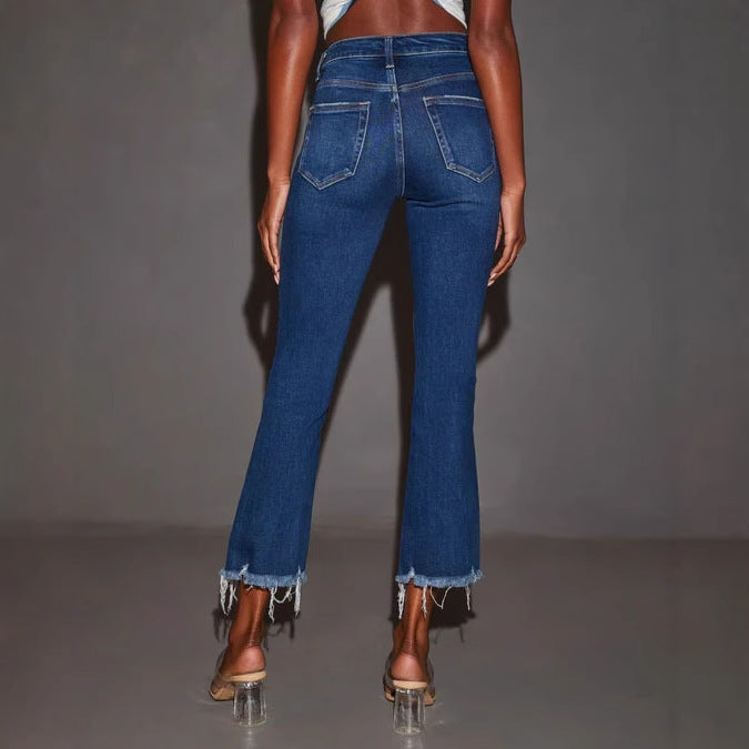 Women Spring Summer Casual Denim Capri Pants 3