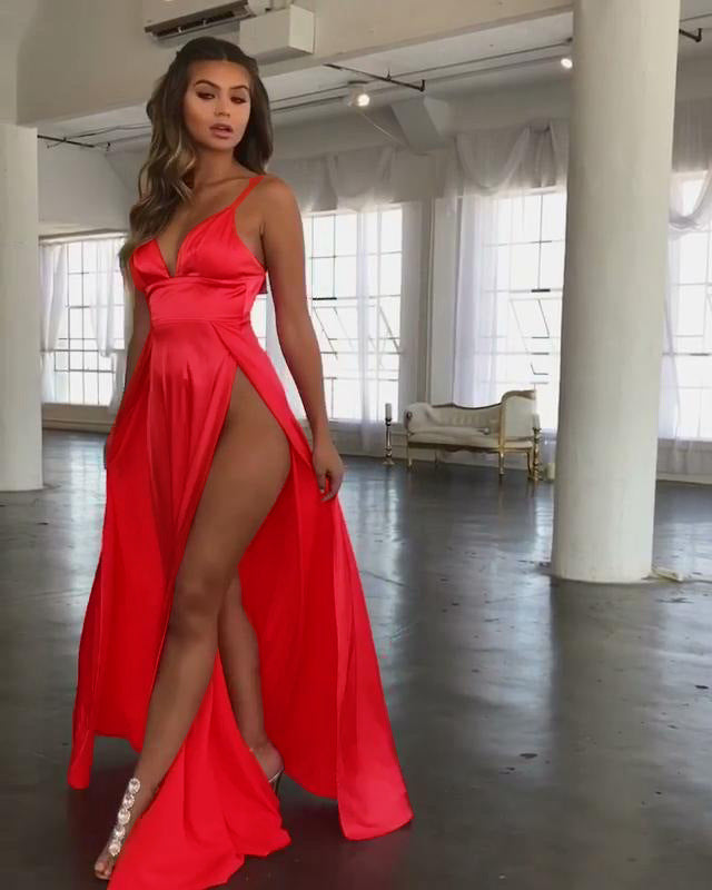 Women Sexy Slit Strap Dress 9